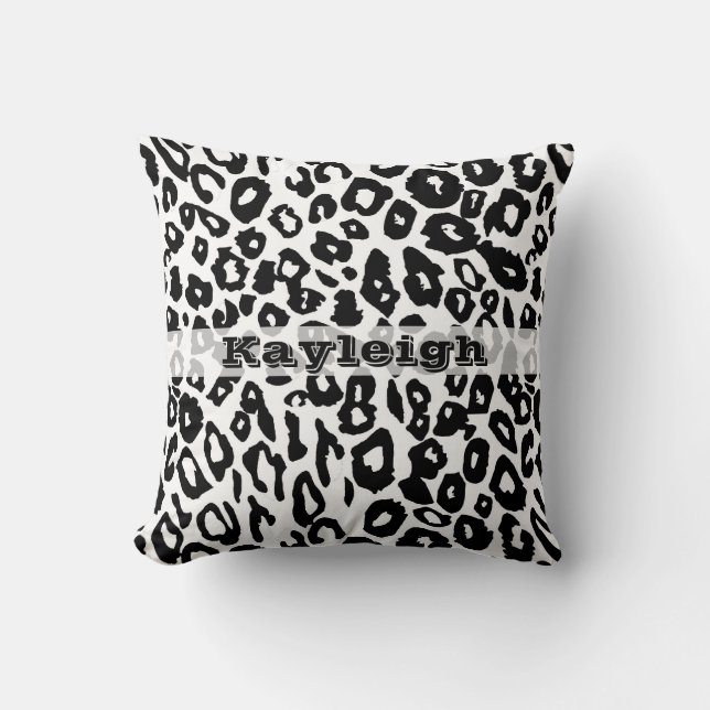 Coussin Empreinte de léopard noir et blanc (Recto)