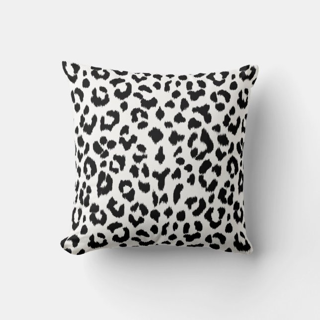 Coussin empreinte de léopard noir et blanc avec le (Recto)