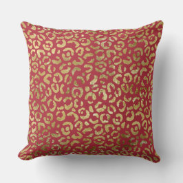 Coussin Empreinte de léopard Red Gold Glam