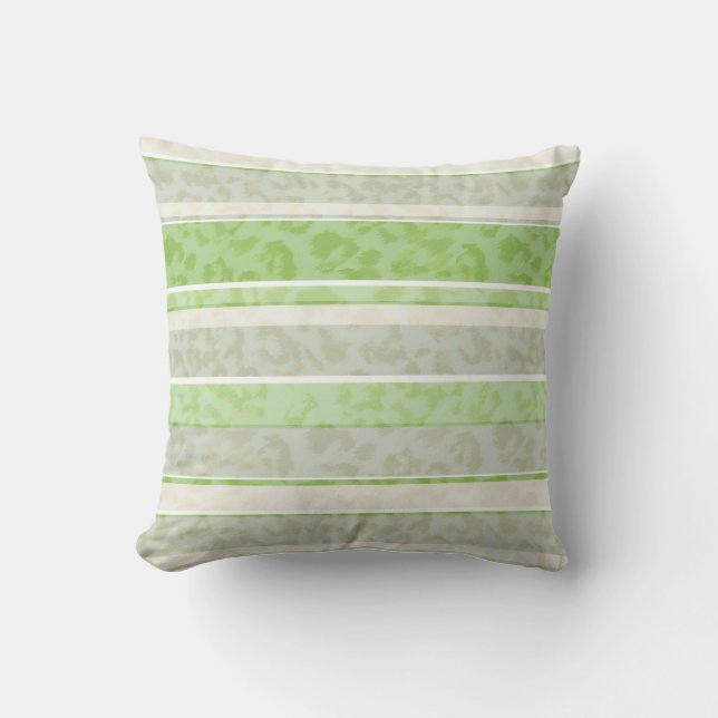 Coussin Empreinte de léopard sur arrière - plan rayé. (Recto)