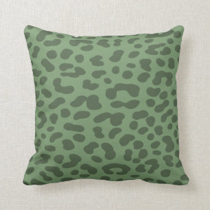 Coussin Empreinte de léopard vert d'olive