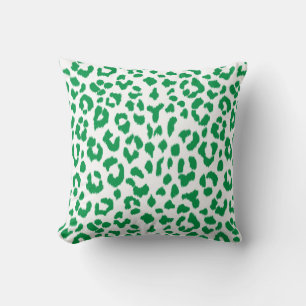 Coussin Empreinte de léopard vert élégant avec monogramme