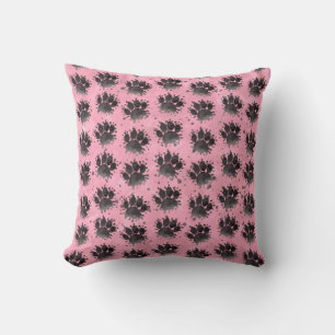 Coussin Empreinte de patte de chien à l'aquarelle Noir Bla