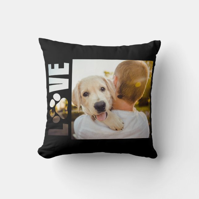 Coussin Empreinte de patte de l'amour du chien Voir par le (Recto)