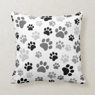 coussin Empreinte de patte noir et blanc