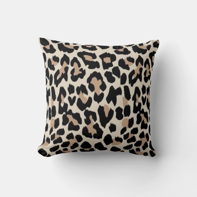 Coussin Empreinte léopard brun et noir (Recto)