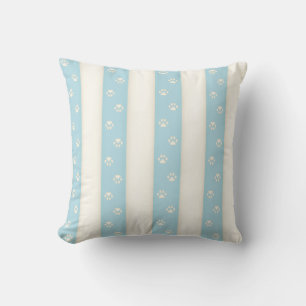 Coussin Empreintes de pattes de chats sur Pale Blue & Anti