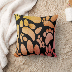 Coussin Empreintes de pattes de chien abstraites vintage