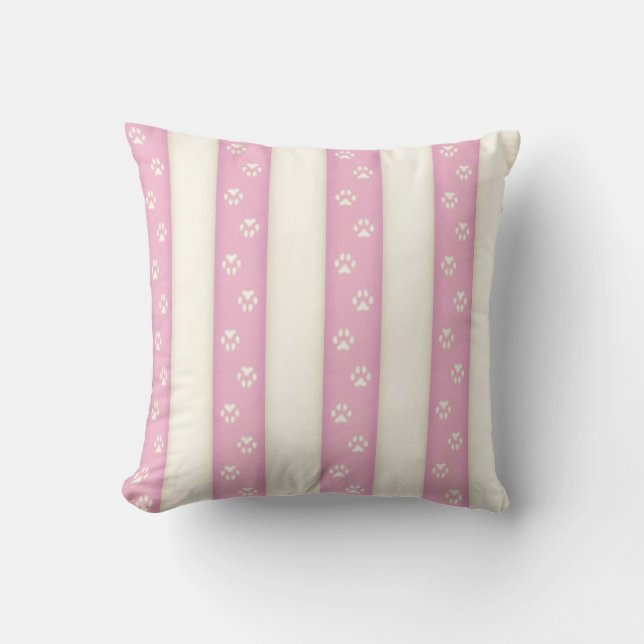 Coussin Empreintes de pattes de chiens sur Pink & Antique  (Recto)