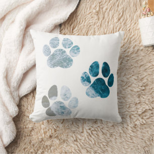 Coussin Empreintes de pattes de chiens - Vagues de plage e