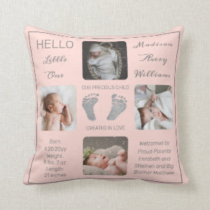 Coussin Empreintes photos multiples Blush garde-naissance