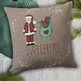 Coussin En attente de Père Noël - Sleigh Et Père Noël Chri
