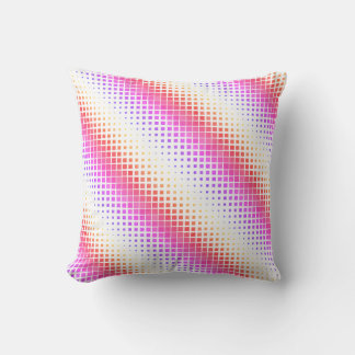 Coussin en bande de Pixel rose et blanc moderne