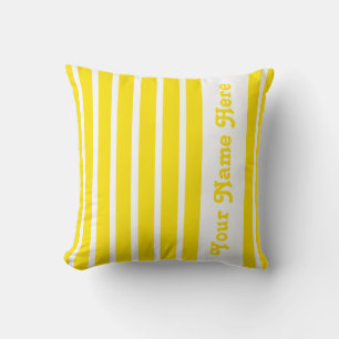 Coussin en bande de Safari Jaune Doré avec le nom
