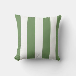 Coussin en bande verte et blanche d'olive