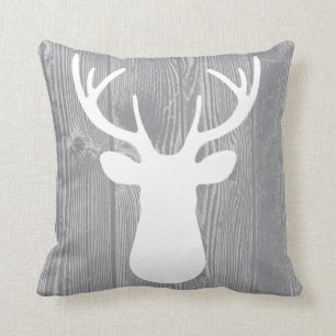 Coussin en bois gris de cerfs communs