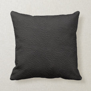 Coussin en cuir noir de texture