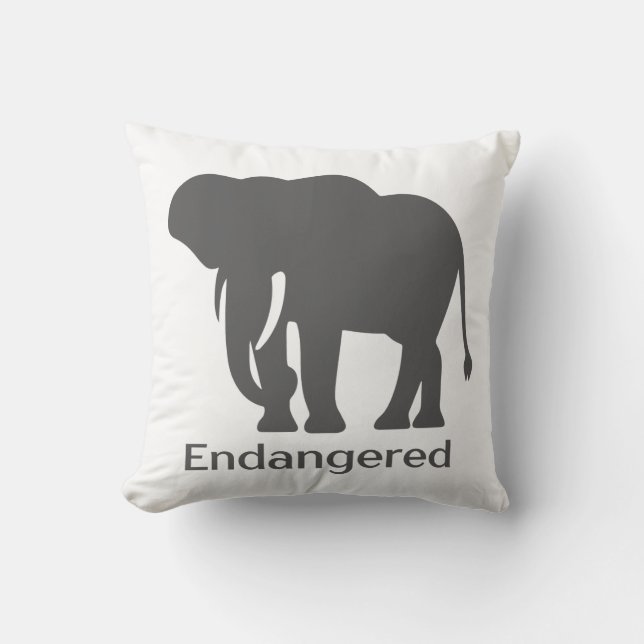 Coussin En danger Sauvez nos éléphants Gris Silhouette (Recto)