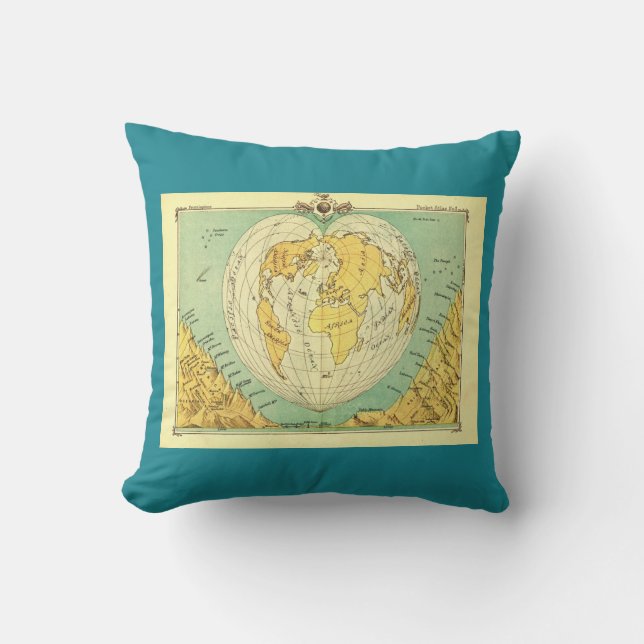 Coussin en forme de coeur de carte du monde (Recto)