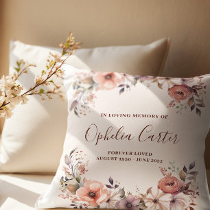 Coussin En Mémoire Amoureuse Floral Aquarelle Nom personna
