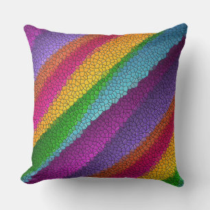 coussin en mosaïque arc-en-ciel