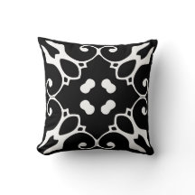 coussin en mosaïque espagnole noir et blanc