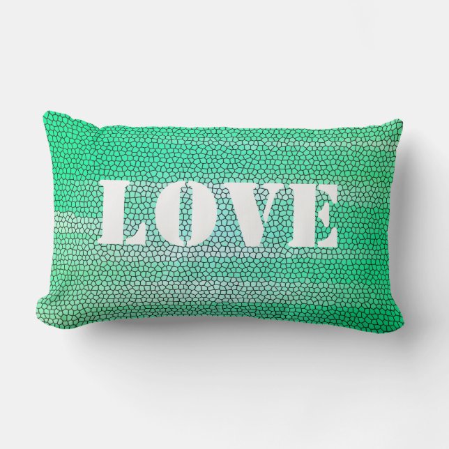 Coussin en mosaïque verte personnalisable (Recto)