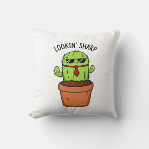 Coussin En regardant Sharp Funny Cactus Pun
