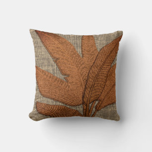 Coussin en toile Feuille de bananes texturées rust