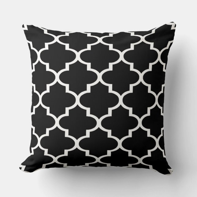 Coussin en treillis blanc noir (Recto)