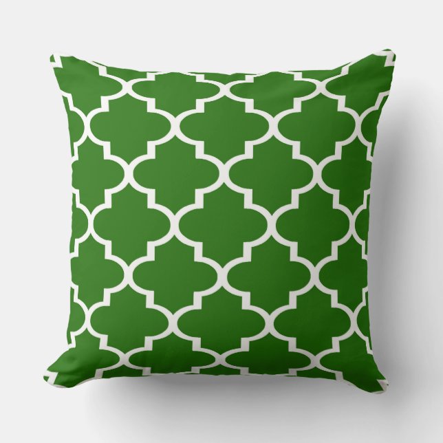 Coussin en treillis blanc vert foncé (Recto)