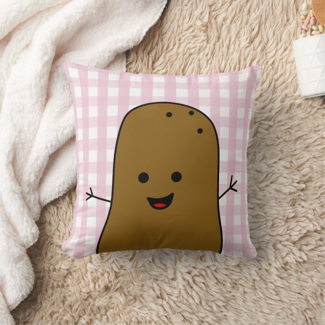Coussin En vichy Rose de pomme de terre Brown (Couverture)