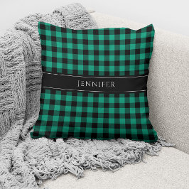 Coussin En vichy vert moderne personnalisé