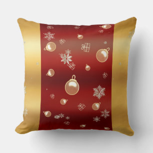 Coussin Enchantement de Noël rouge et or