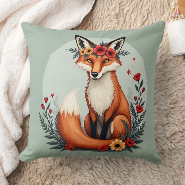 Coussin Enchanter Floral Fox Woodland Folk Art (Couverture)