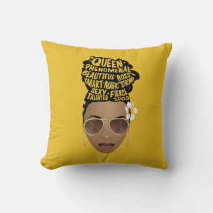 Coussin Encourageant les femmes noires, chignon naturel, j