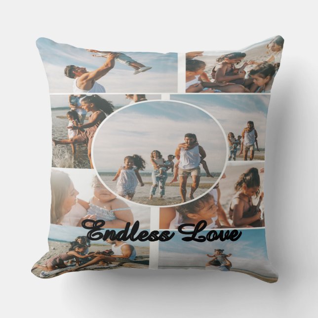 Coussin Endless Love Custom Family Collage Throw Pillow (Recto)