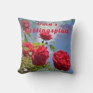 Coussin endroit préféré avec des roses rouges