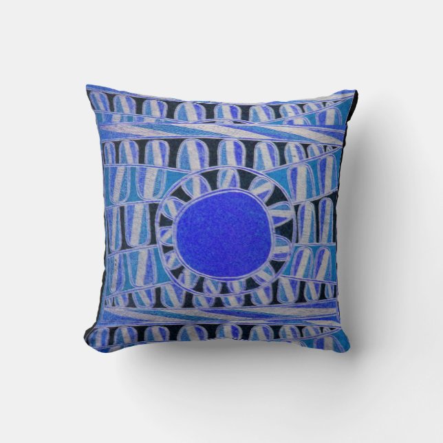 Coussin ÉNERGIE SOLAIRE SUN Turquoise Bleu Bleu Blanc Noir (Recto)