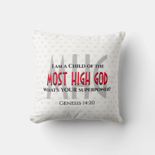 Coussin ENFANT DE LA PLUS HAUTE DIEU Superpuissance JETTE 