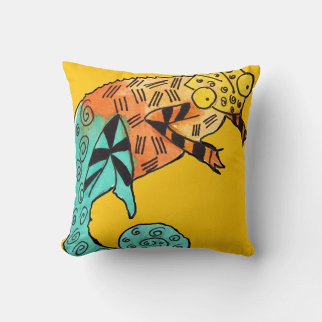 Coussin enfant jaune de Chameleon encre (Recto)