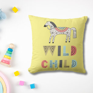 Coussin Enfant sauvage Cheval Scandinave Baby Jaune