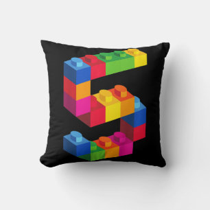 Coussin Enfants 5 ans Bâtiments Blocs Anniversaire Briques