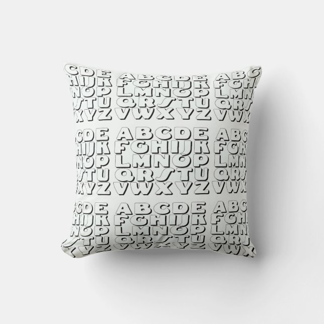 Coussin Enfants Alphabet noir blanc (Recto)