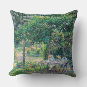 Coussin Enfants attablés dans le jardin Camille Pissarro