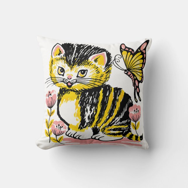 Coussin Enfants chats mignons Jetez l'oreiller - amusant e (Recto)