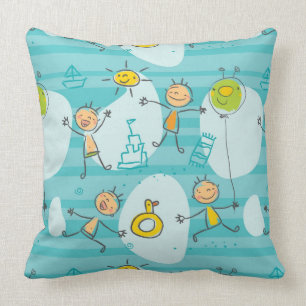 Coussin Enfants mignons jouant sur le motif de plage