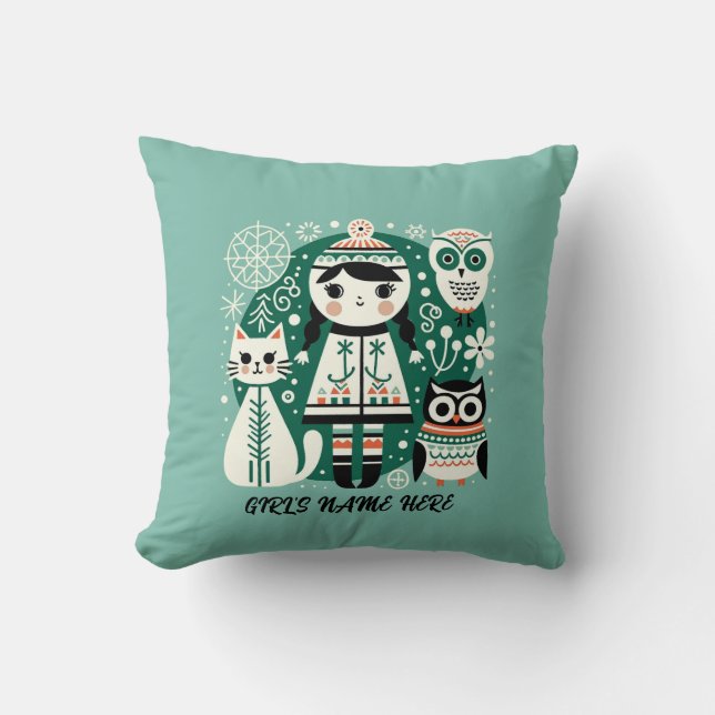 Coussin Enfants scandinaves Décor, nom personnalisable (Recto)