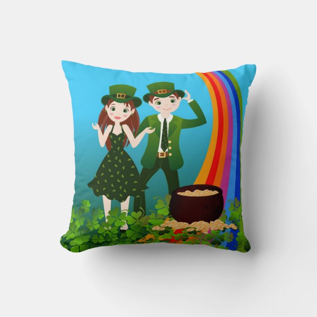 Coussin Enfants vêtus de vêtements verts de la Saint Patri (Recto)