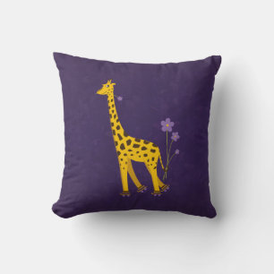 Coussin Enfants violets drôles de patinage de rouleau de